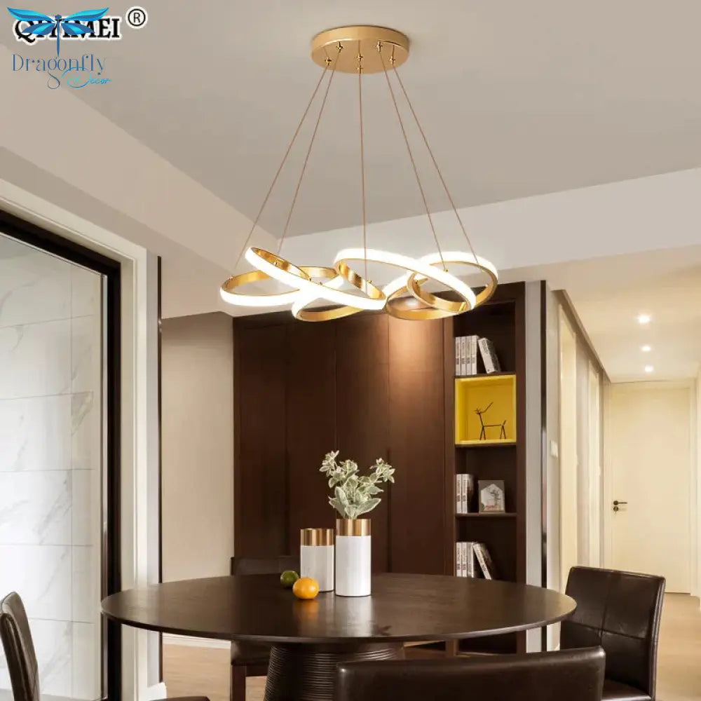Gold Plated Led Pendant Lights Dining Room Kitchen New Lighting Lamp Cord With Remote Control