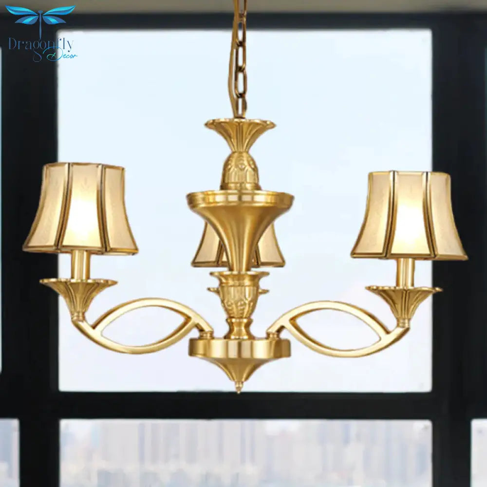 Gold Starburst Chandelier Lamp Colony Metal 3/6/8 Heads Pendant Ceiling Light With Flared Opal