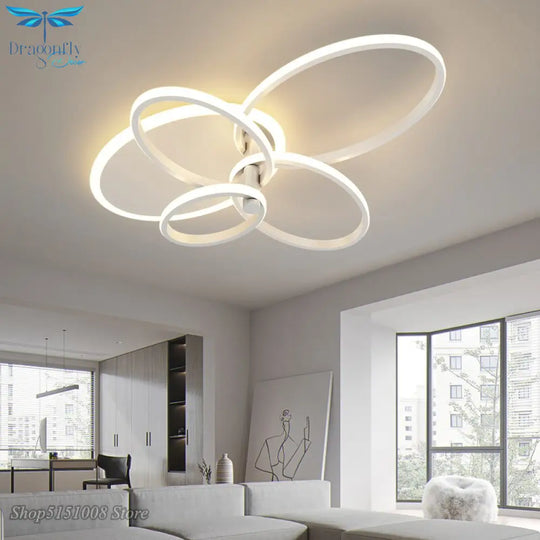 Gold White Modern Led Chandelier Lighting For Living Study Room Dimmable Indoor Ceiling Lamp Parlor