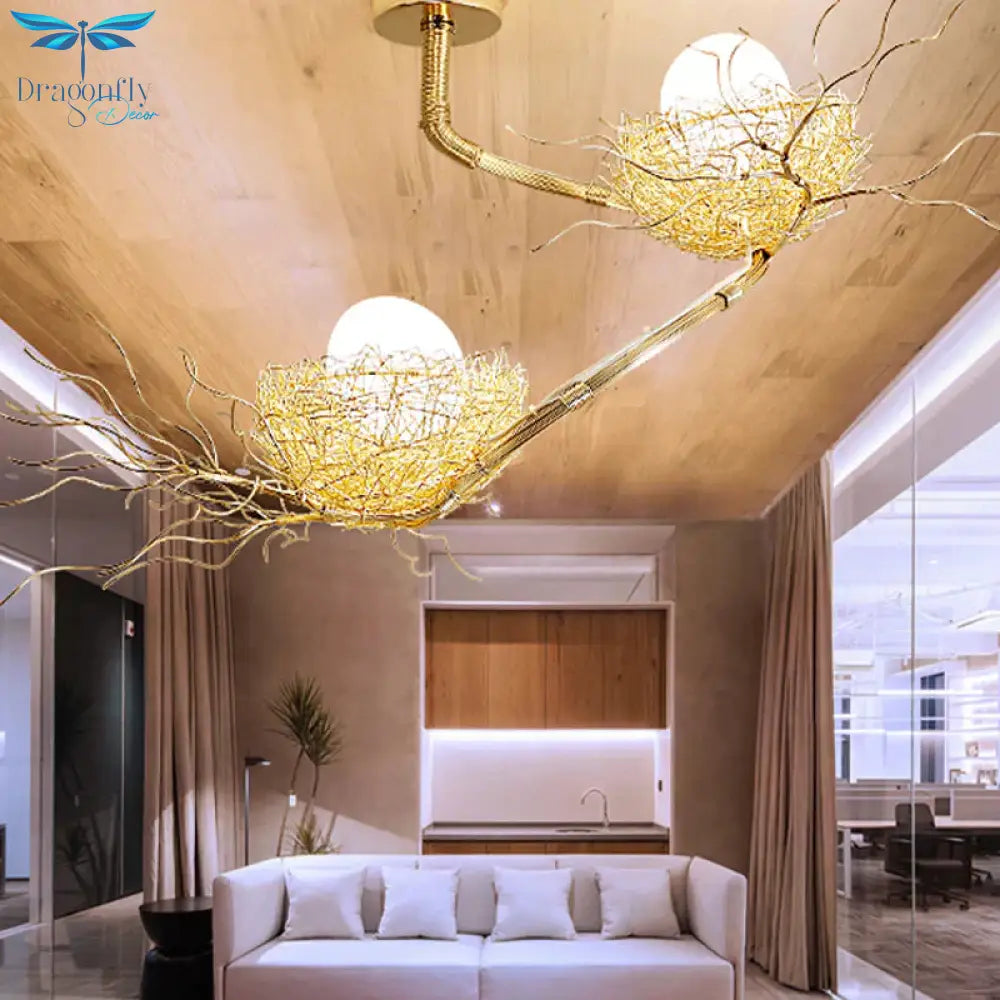 Golden Pendant Light Fixture With Egg Matte White Glass Shade
