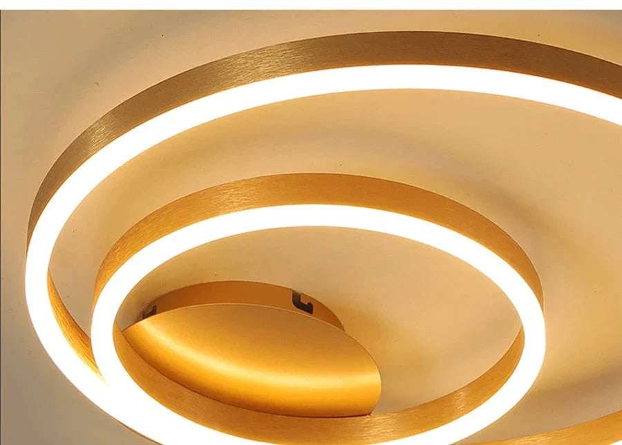 Golden Round Iron Led Ceiling Lights For Living Room Bedroom Indoor Home Lustre Lighting Fixtures