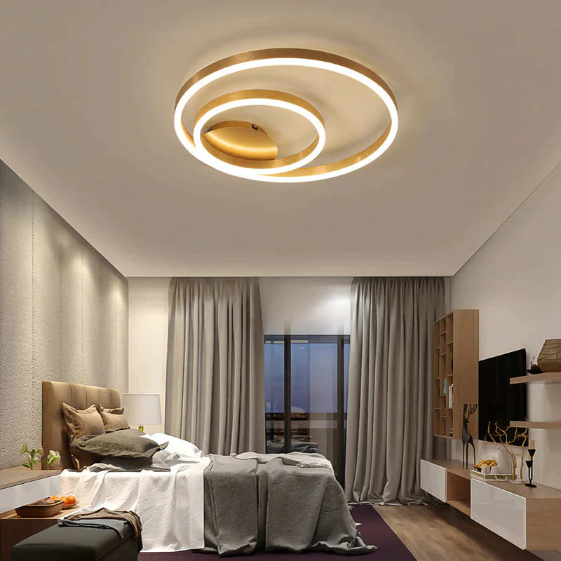 Golden Round Iron Led Ceiling Lights For Living Room Bedroom Indoor Home Lustre Lighting Fixtures