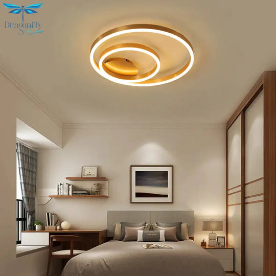 Golden Round Iron Led Ceiling Lights For Living Room Bedroom Indoor Home Lustre Lighting Fixtures