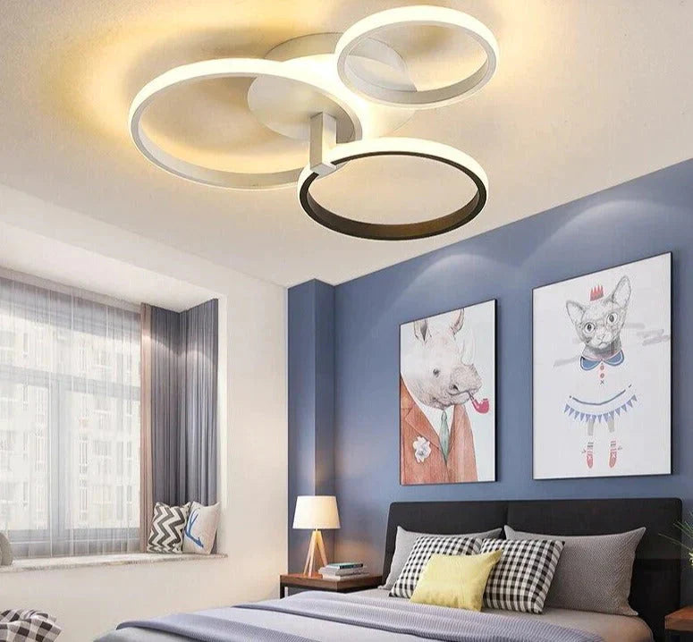 Grey Color Round Led Pendant Lights For Bedroom Home Modern Lamp Fixtures Lustre Plafonnier