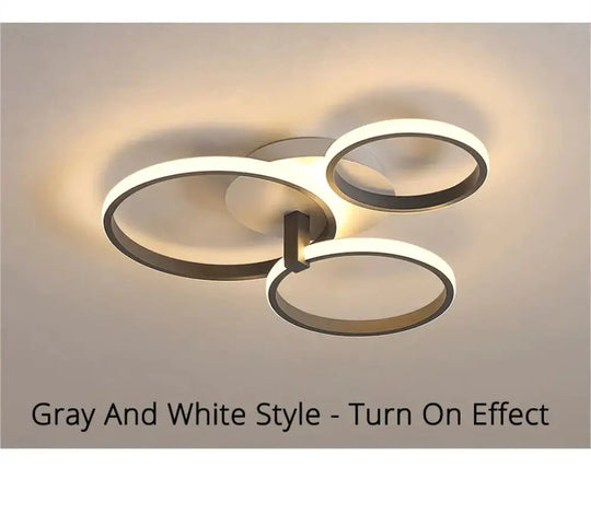Grey Color Round Led Pendant Lights For Bedroom Home Modern Lamp Fixtures Lustre Plafonnier