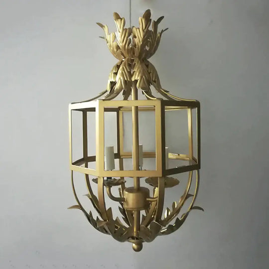 Grey/White/Gold Bird Cage Chandelier Lighting Rustic Metal 3 Bulbs Pendant Light Fixture For Living