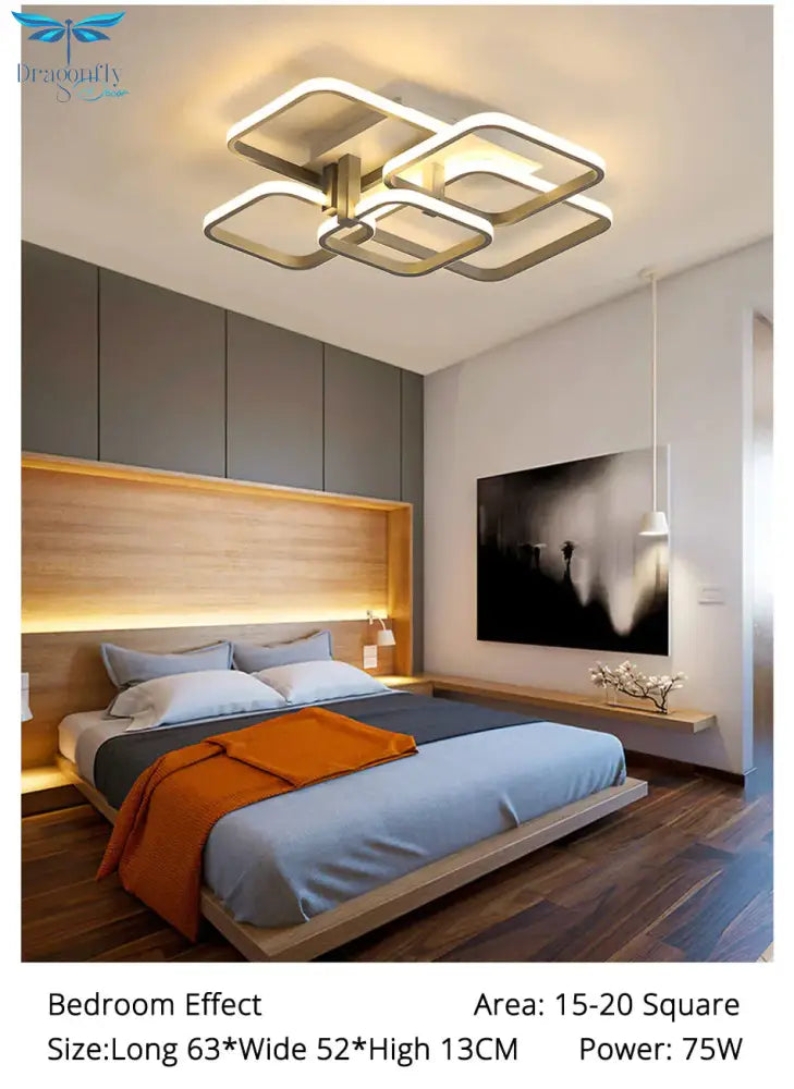 Grey White Rectangle Shape Modern Led Ceiling Lights For Living Room Bed Studio Lighting Creative