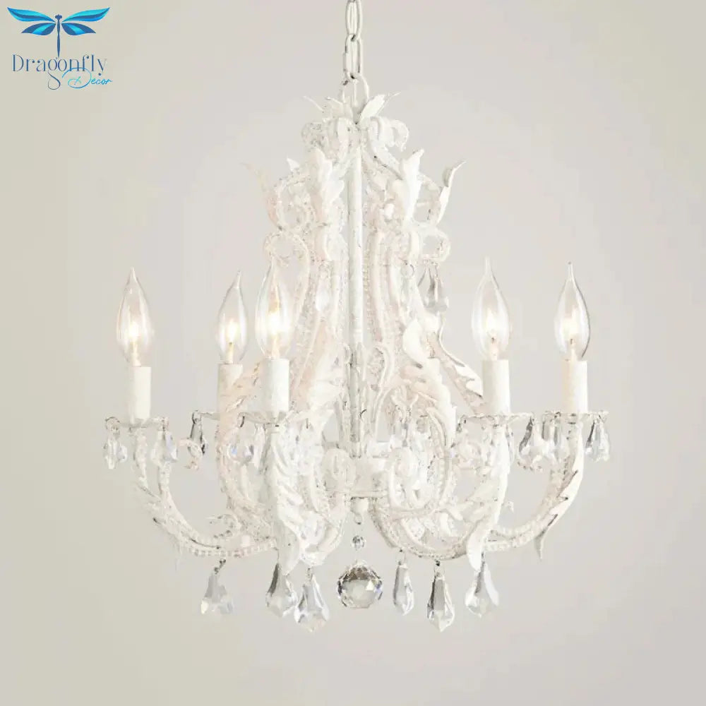 Grey/White Spur Chandelier Modern 5/6 Heads Crystal Ceiling Pendant Light For Living Room