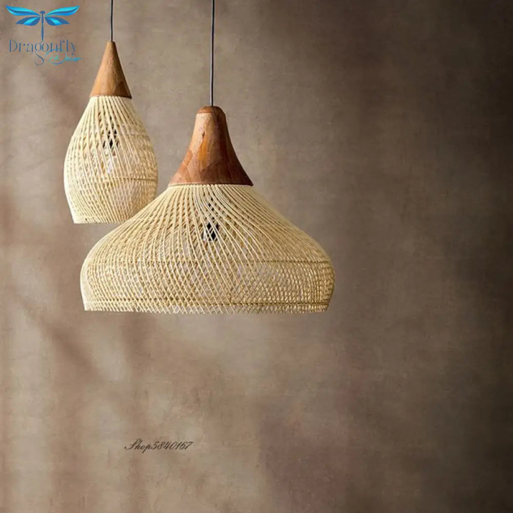 Hand - Woven Rattan Lamps For Dining Room Restaurant Kitchen Lighting Fixtures Loft Luminaries