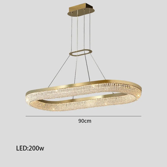 Hanna - Luxury Crystal Chandelier For Living Room Dining Oval 90 Cm / Warm Light Pendant Light
