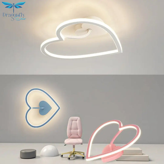 Heart - Shaped 42W Aluminum Led Ceiling Lights Pink Blue White Modern Lamp Kids Room Bedroom Study