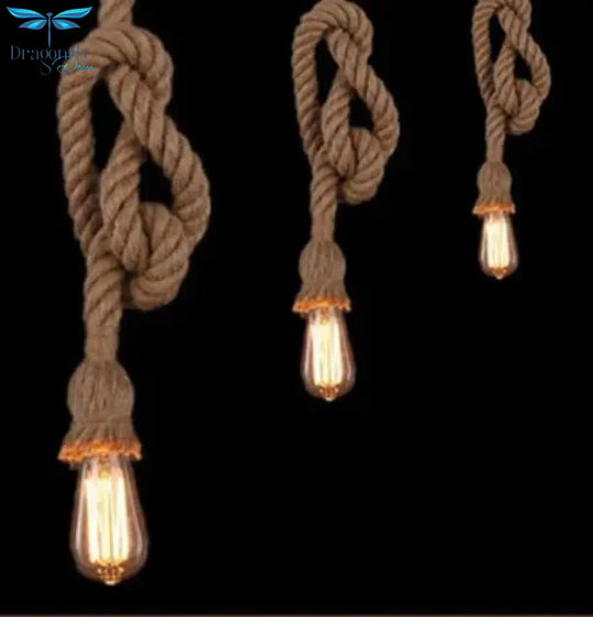 Hemp Rope Pendant Lights Vintage Retro Loft Industrial Hanging Lamp For Living Room Kitchen Home