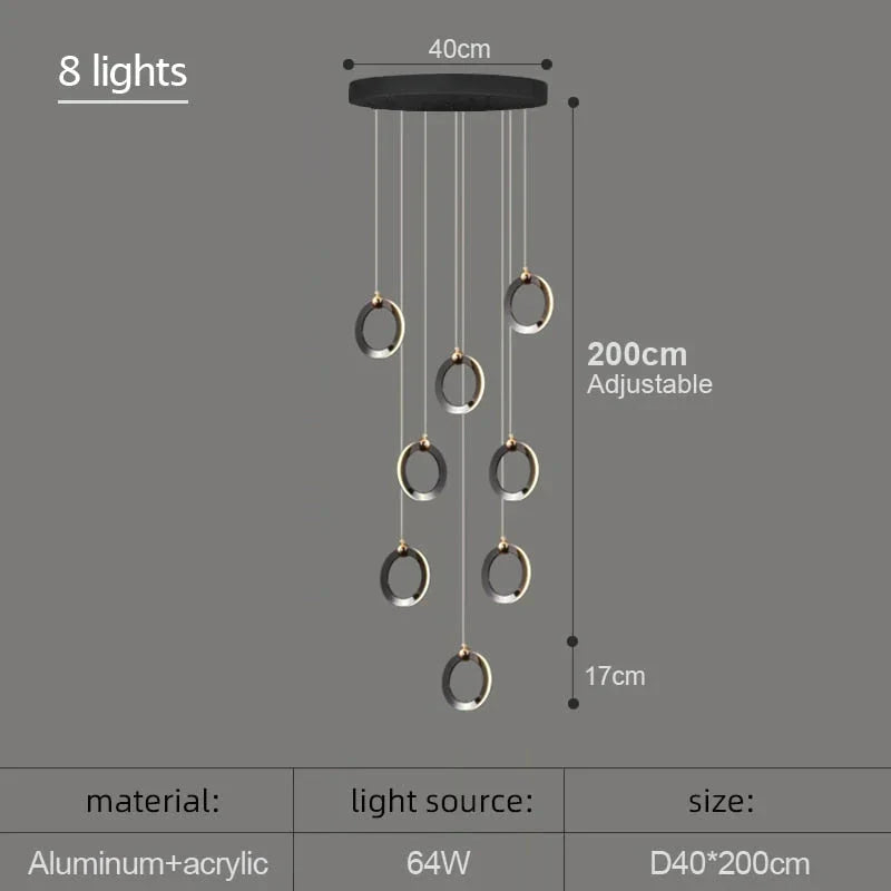 Hera - Modern Circular Led Chandelier 8 Lamps / Cold White Pendant Lighting