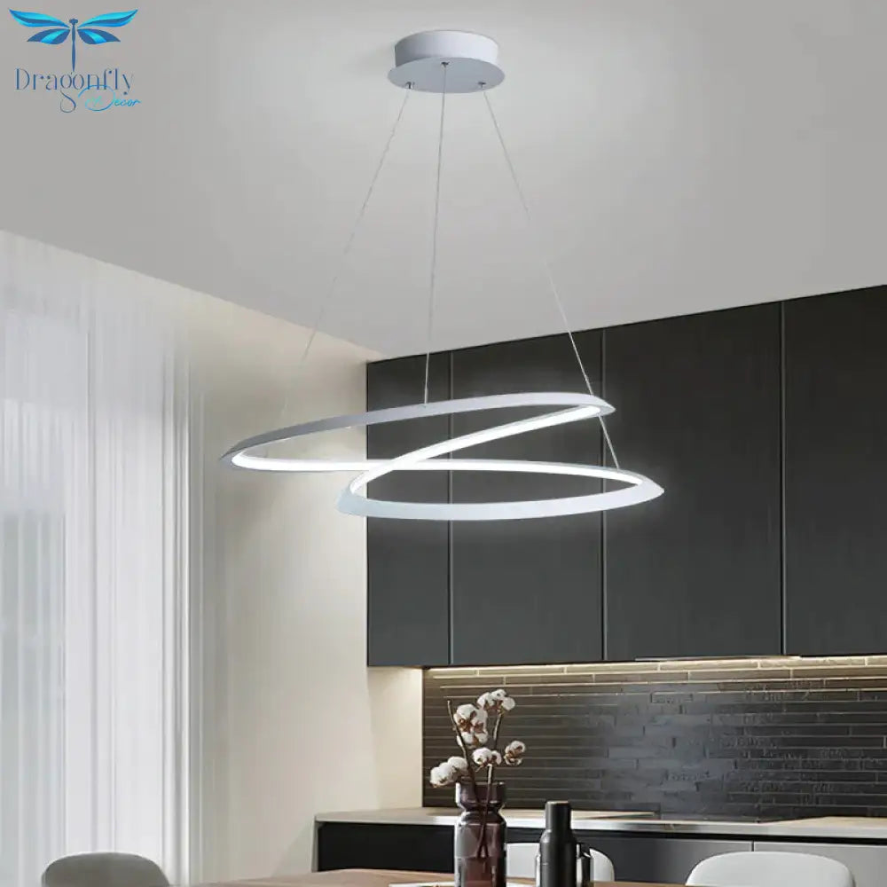 Household Simple Led Dining Room Lights Bedroom Wrought Iron Circular Lighting Lamps Pendant
