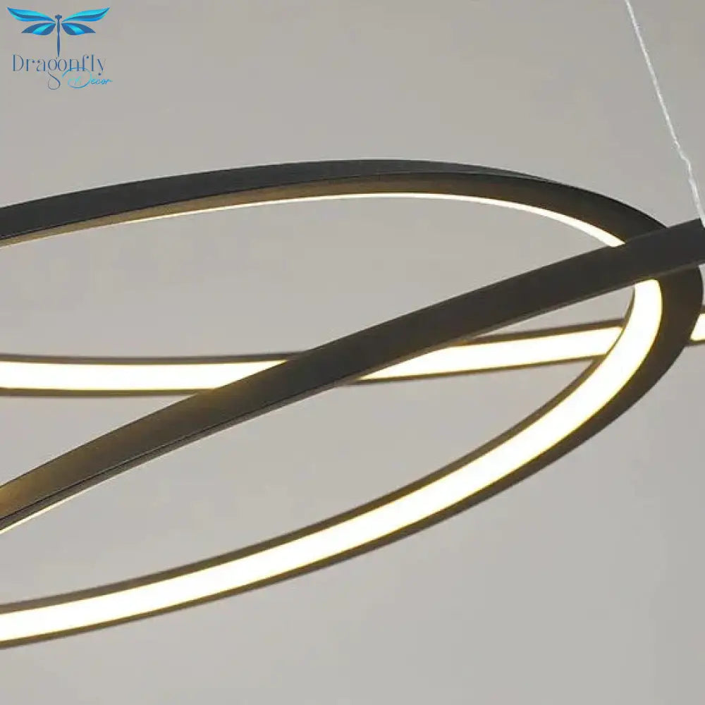 Household Simple Led Dining Room Lights Bedroom Wrought Iron Circular Lighting Lamps Pendant