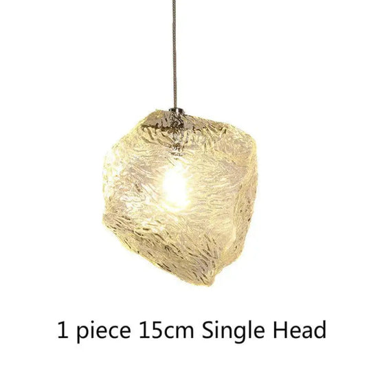 Ice Cube Stone Pendant Light Ripple Glass Lamp Bar Counter E27 Nordic Hanging Kitchen Fixture 15Cm