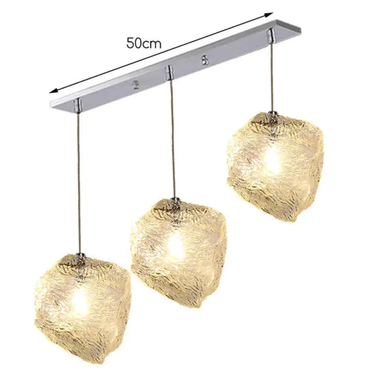 Ice Cube Stone Pendant Light Ripple Glass Lamp Bar Counter E27 Nordic Hanging Kitchen Fixture Mount