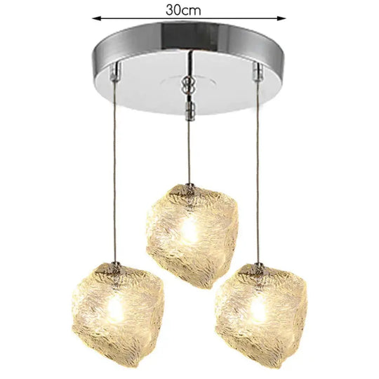 Ice Cube Stone Pendant Light Ripple Glass Lamp Bar Counter E27 Nordic Hanging Kitchen Fixture Round