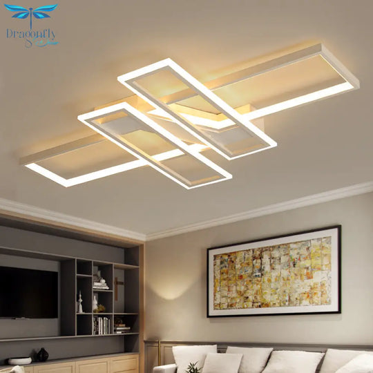 Illuminate Your Modern Living Room: Led Acrylic Frame Semi - Flush Mount Ceiling Light