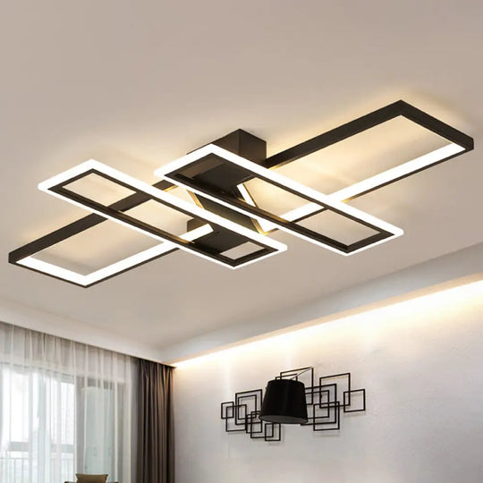Illuminate Your Modern Living Room: Led Acrylic Frame Semi - Flush Mount Ceiling Light Black /