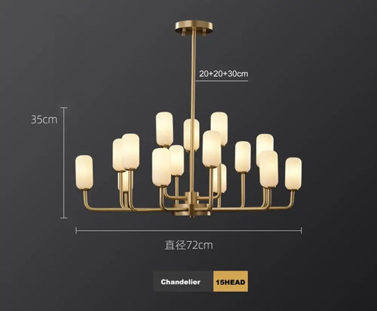 Industrial Elegance Copper Chandelier For Modern Living Spaces 15Head / 5W G9 Led Bulb Warm White