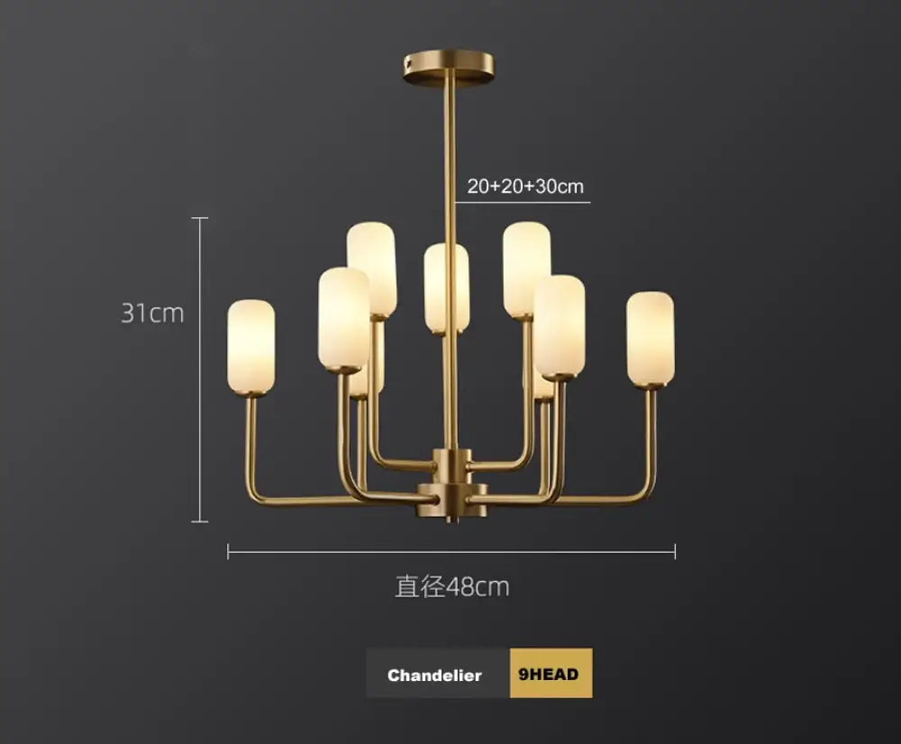 Industrial Elegance Copper Chandelier For Modern Living Spaces 9Head / 5W G9 Led Bulb Warm White