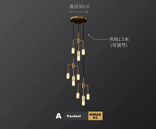 Industrial Elegance Copper Chandelier For Modern Living Spaces A Pandant 4Headx3 / 5W G9 Led Bulb