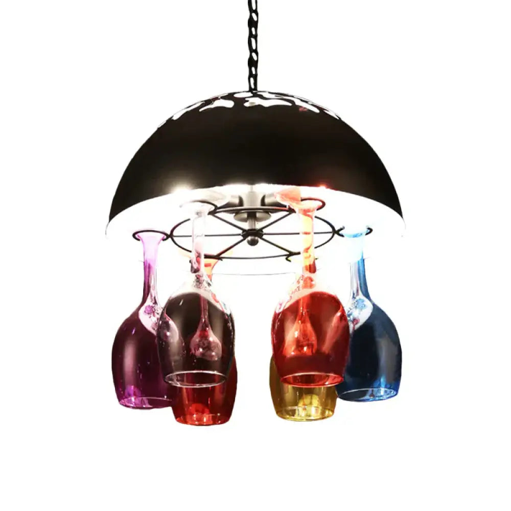 Industrial Multi - Color 6 - Light Chandeliers Domed Shape Goblet Glass Pendant Lights For Bar