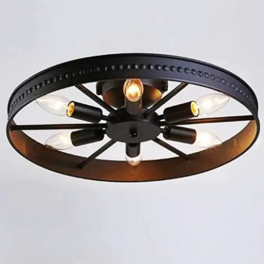 Industrial Style American Retro Wrought Iron Ceiling Lamp Personality And Creativity Black