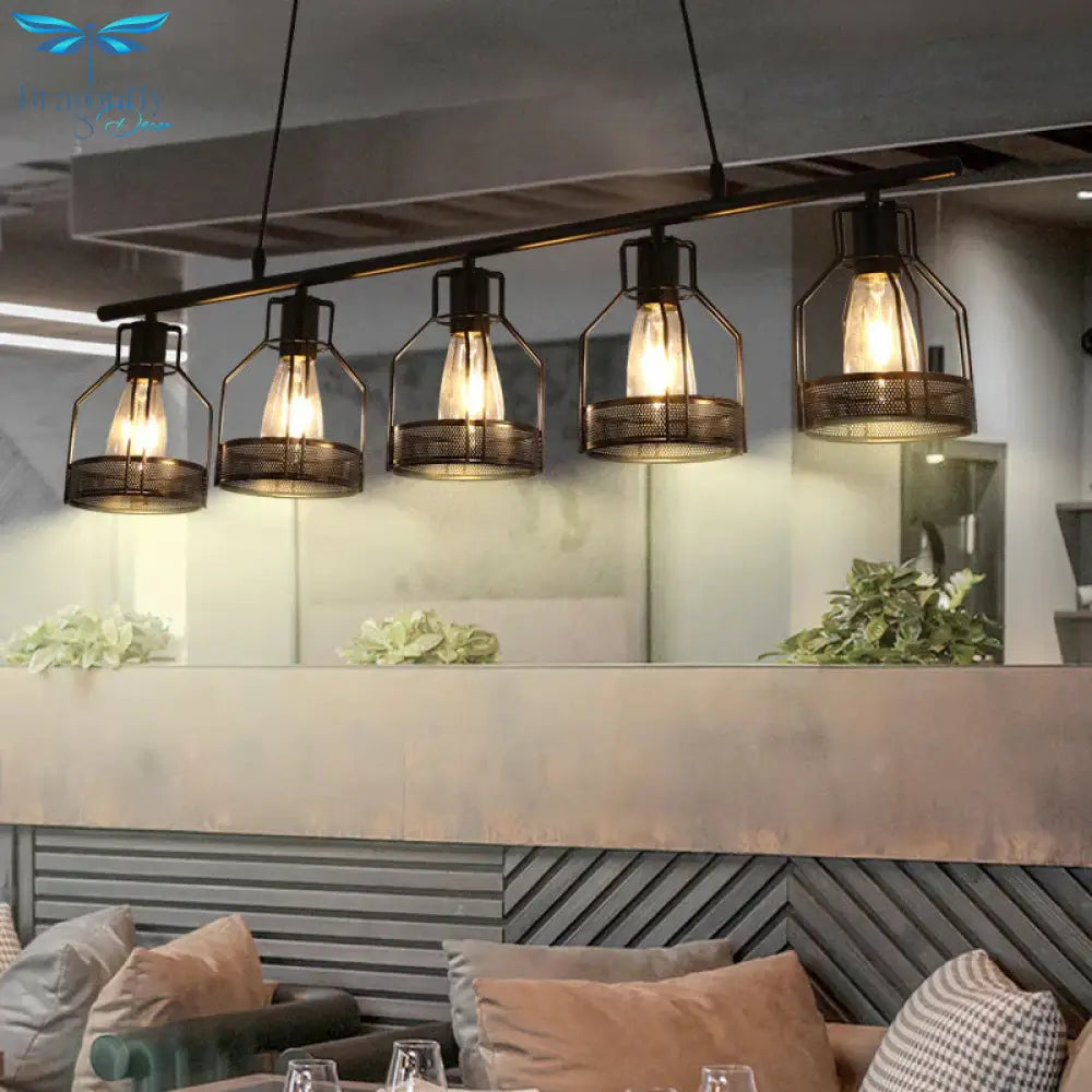 Industrial Style Creative Living Room Dining Bar Table Chandelier American Retro Iron Lamp Multi