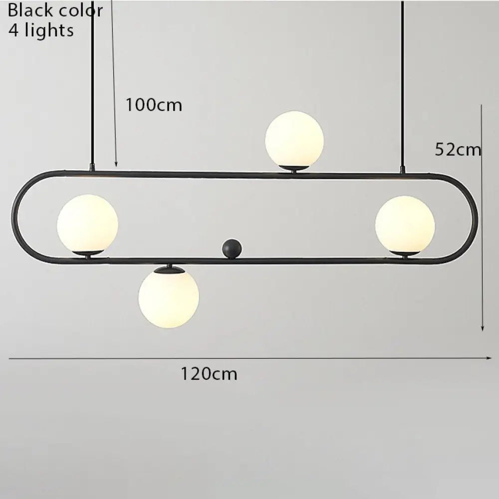 Industrial Style Rectangle Chandelier Art Swing Buckle Design Retro Glass Ball Light Parlor Coffee