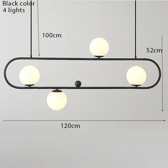 Industrial Style Rectangle Chandelier Art Swing Buckle Design Retro Glass Ball Light Parlor Coffee