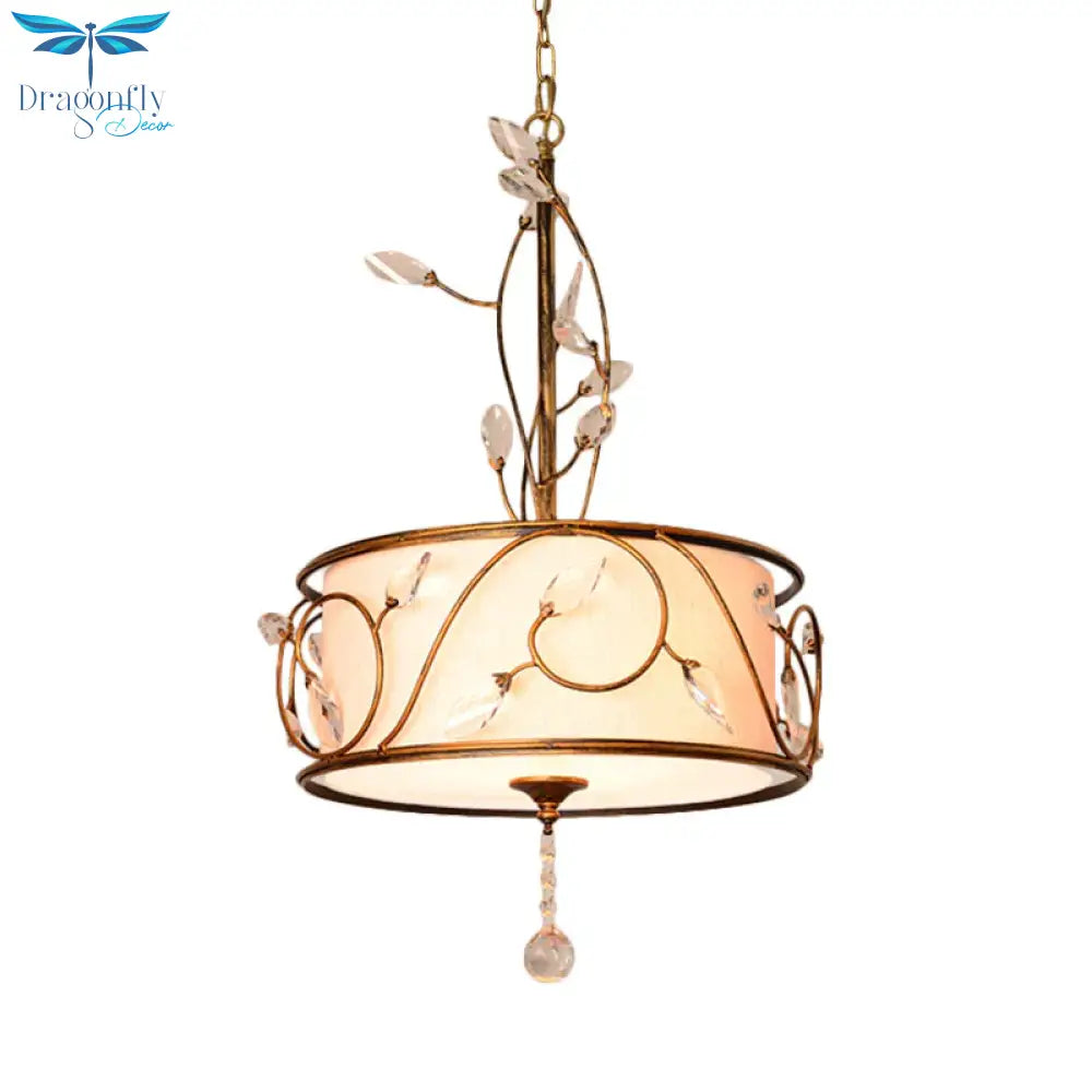 Iron Gold Ceiling Chandelier 16’/19.5’ Dia 3 - Light Round Antique Suspension Pendant With