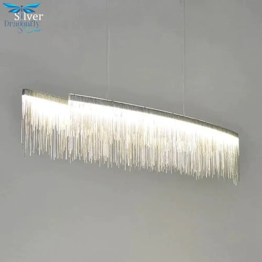 Italian Design Tassel Chain Pendant Light For Living Room Bedroom Dining Indoor Home Silver/Rose