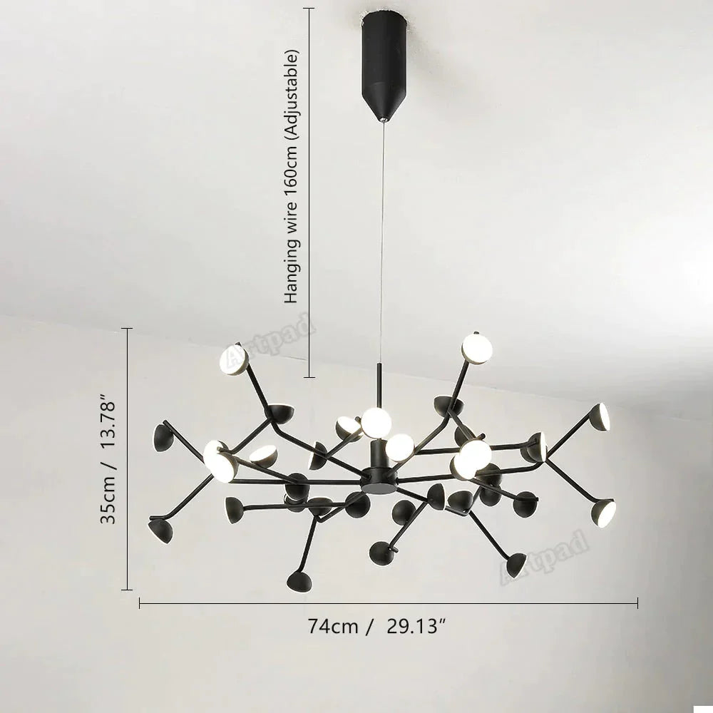 Josephine - Hanging Lamp Nordic Tree Branch Iron Art Light 36 Heads Black / White Lighting
