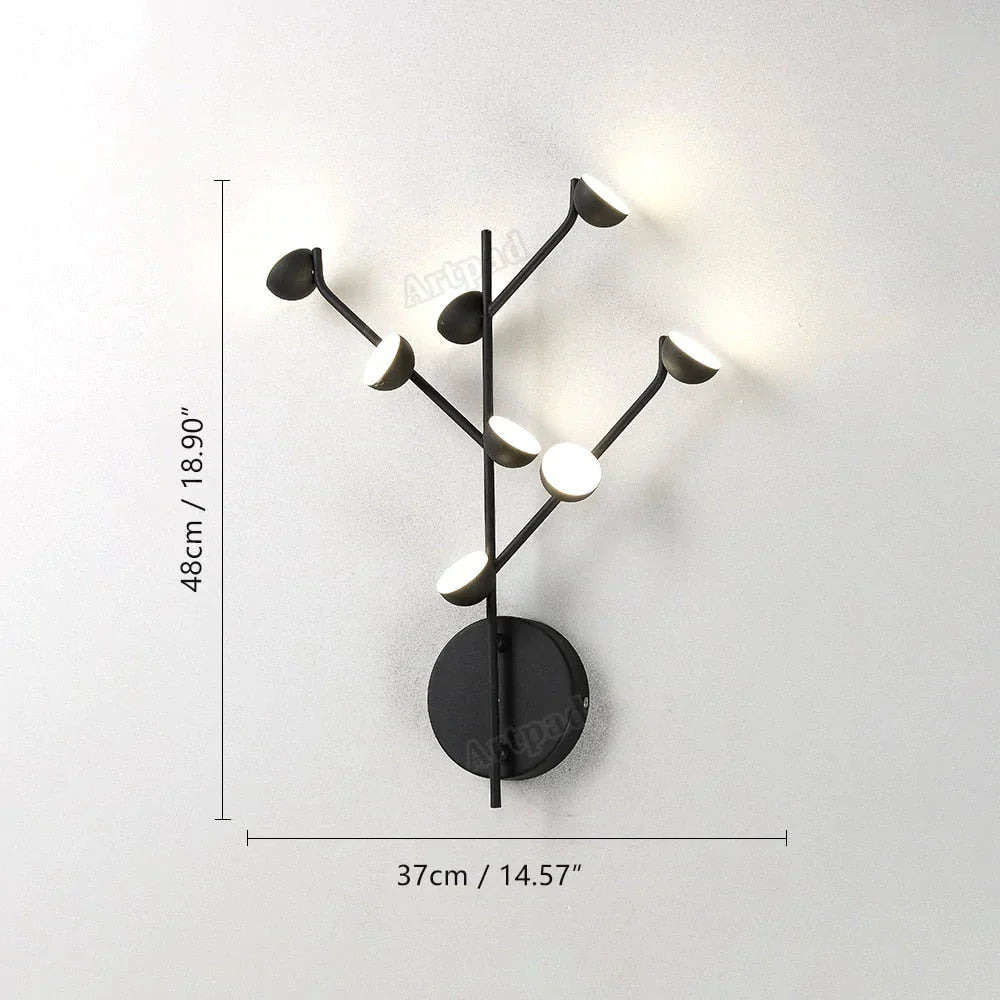 Josephine - Hanging Lamp Nordic Tree Branch Iron Art Light 8 Heads Black / White Lighting
