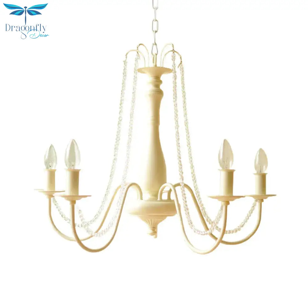 K9 Crystal Ivory Hanging Chandelier Scrolled Arm 5 Lights Traditionalism Down Lighting Pendant For