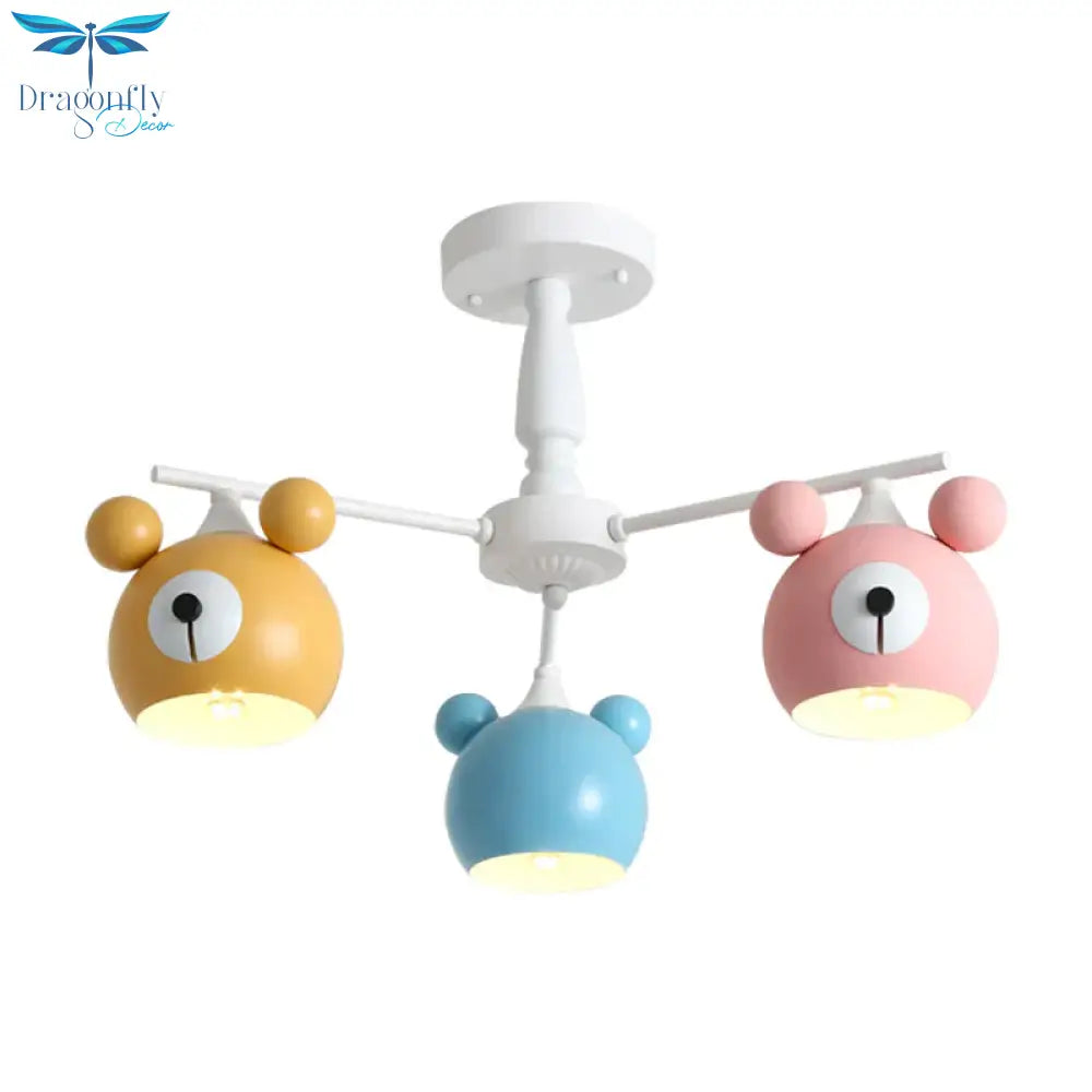 Kid Bedroom Animal Pendant Lighting Metal Cartoon Multi Color Hanging Ornaments