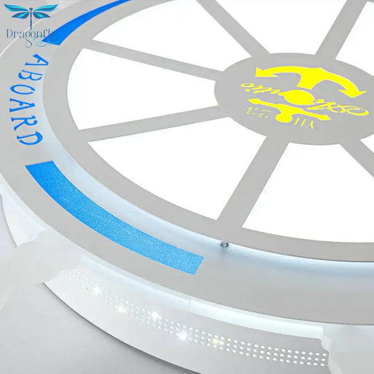 Kid Room Led Ceiling Lamp Blue Pirate Steering Wheel For Study Lights Contemporary 8 - 14Square