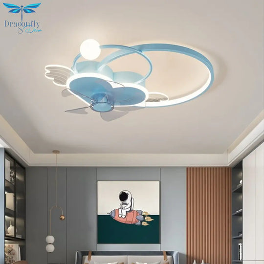 Kids Children Room Love Pink Heart Shaped Ceiling Fan With Lamp Creative Girl Light