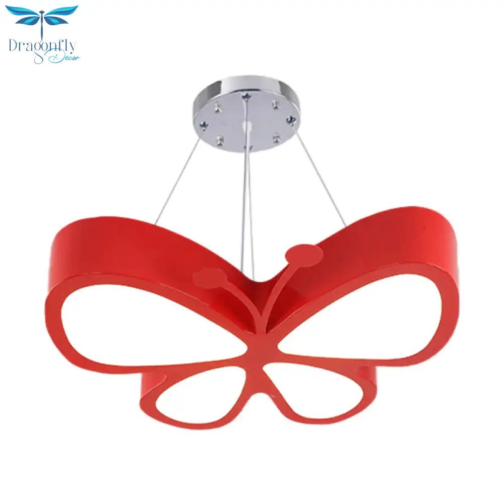 Kids Style Butterfly Chandelier Light Acrylic Led Hallway Ceiling Hang Fixture In Red/Blue/Yellow