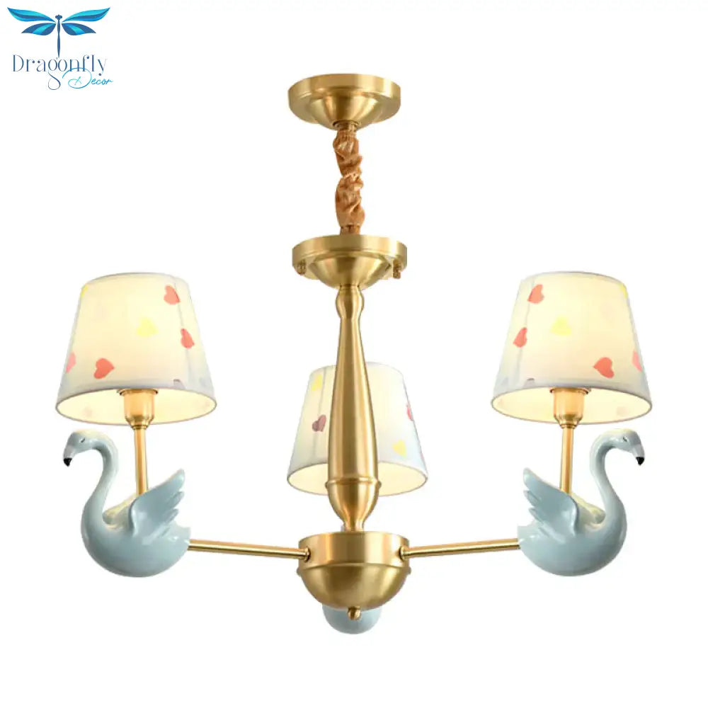 Kindergarten Swan Hanging Chandelier Fabric Art Deco Pendant Lights
