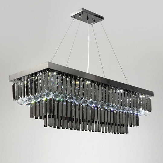 Lamis - Modern Black Rectangle Crystal Chandelier Chandeliers