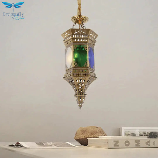 Lantern Bedroom Ceiling Chandelier Arab Metal 3 Heads Brass Suspended Pendant Light With Frosted