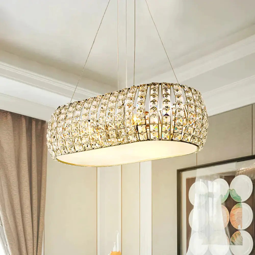 Laser Cut Ceiling Chandelier Tradition Clear Crystal 6 Heads Gold Suspension Pendant Light