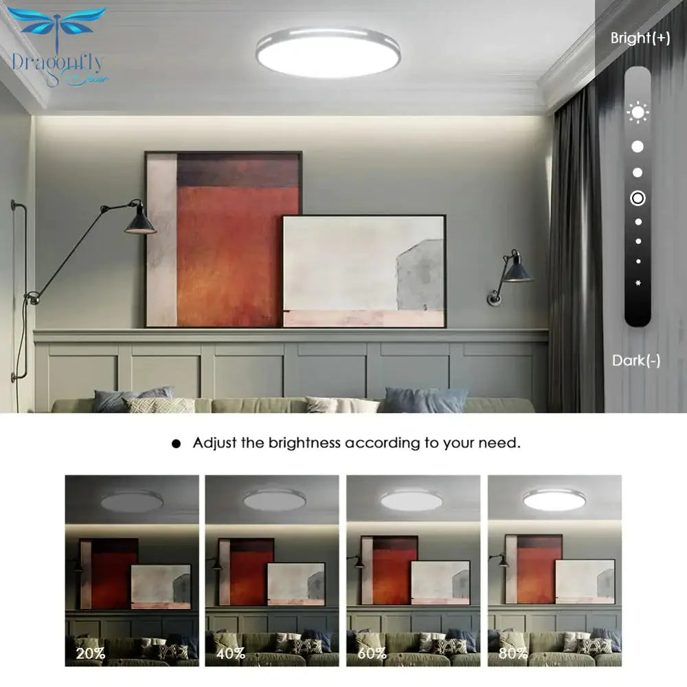 Leah - Modern Led Ceiling Light Lamp Lighting Fixture Surface Mount Flush Remote Control Dimmable