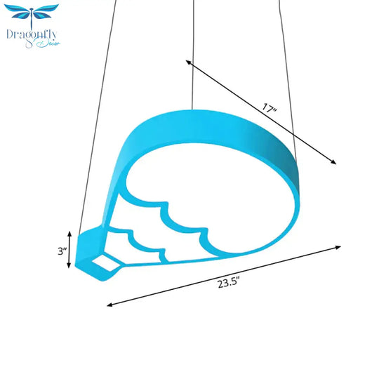 Led Bedroom Chandelier Lighting Modern Style Blue Hanging Light Fixture With Hot Air Balloon Metal