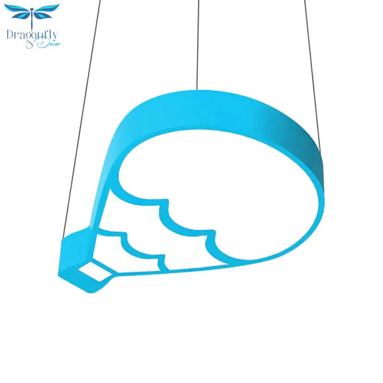 Led Bedroom Chandelier Lighting Modern Style Blue Hanging Light Fixture With Hot Air Balloon Metal