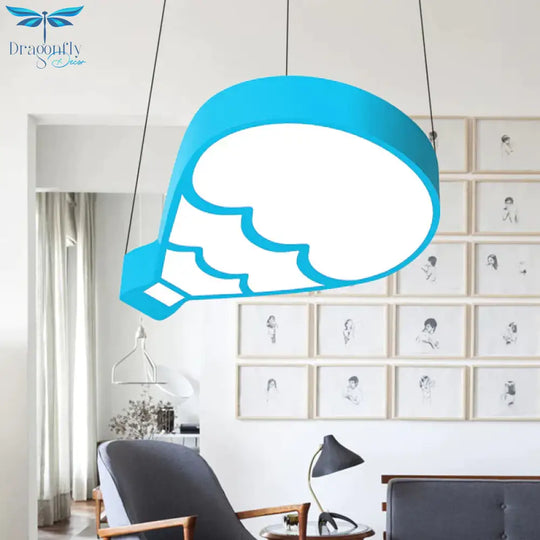 Led Bedroom Chandelier Lighting Modern Style Blue Hanging Light Fixture With Hot Air Balloon Metal