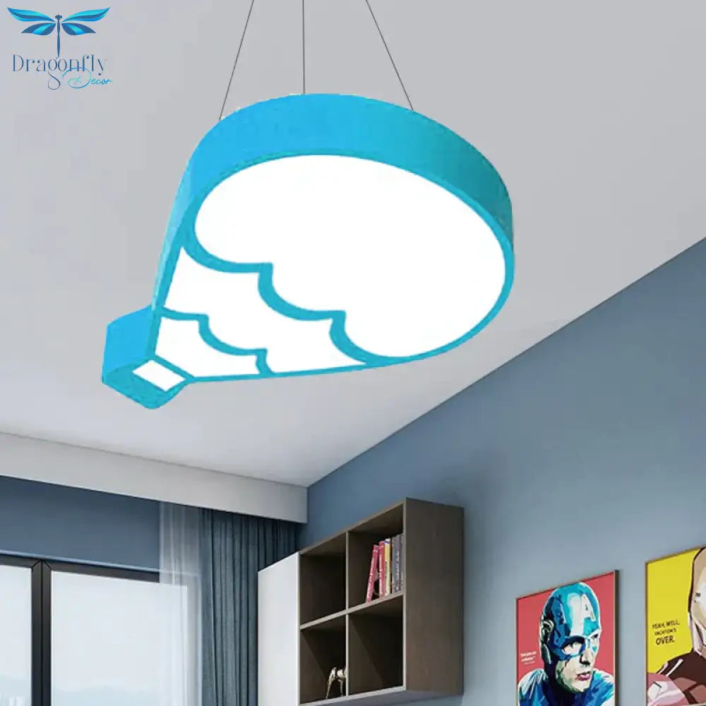 Led Bedroom Chandelier Lighting Modern Style Blue Hanging Light Fixture With Hot Air Balloon Metal
